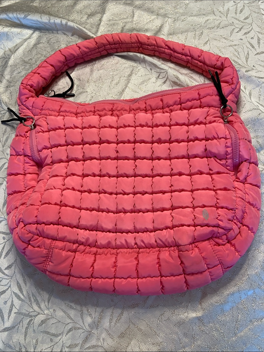 Free People Quilted Puffer Pink Bubblegum Hobo Carryall Shoulder Bag